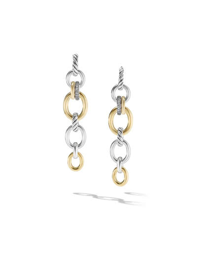 David Yurman Women's Dy Mercer Linked Drop Earrings In Sterling Silver, 18k Yellow Gold And Pavé Diamonds