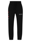 HUGO MEN'S COTTON-TERRY TRACKSUIT BOTTOMS WITH PLAYING-CARD ARTWORK