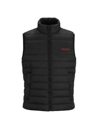 Hugo Water-repellent Padded Gilet With Contrast Logo In Black