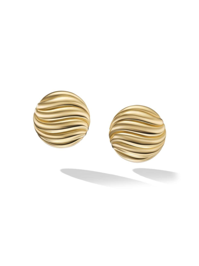 David Yurman 18kt Yellow Gold Sculpted Cable Stud Earring In 88