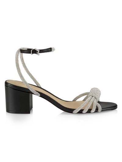Schutz Women's Jewel 63mm Crystal-embellished Leather Sandals In Crystal Black