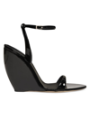 Giuseppe Zanotti Women's Metallic Patent Leather Wedge Sandals In Nero