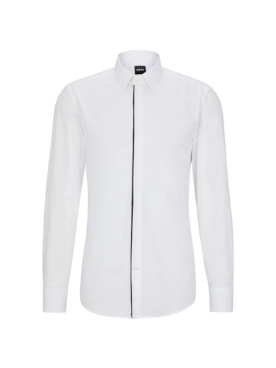 Hugo Boss Slim-fit Dress Shirt In Easy-iron Stretch Cotton In White