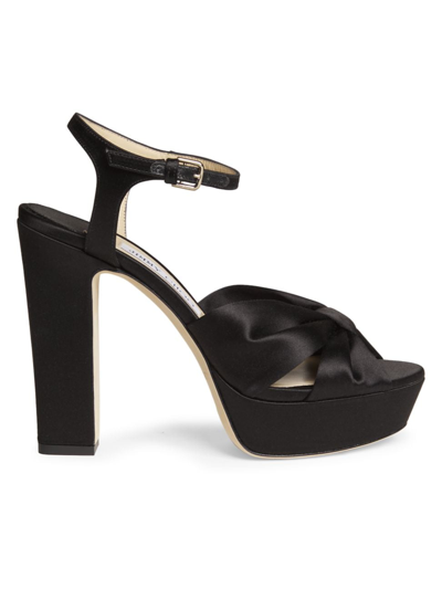 Jimmy Choo Heloise 120 Platform Sandals In Nappa Leather In Black
