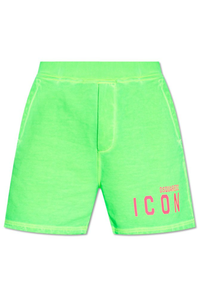 Dsquared2 Logo Printed Track Shorts In Green