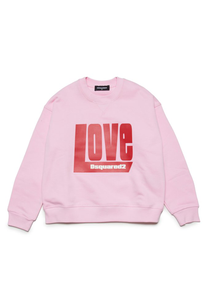 Dsquared2 Kids' Slogan-print Cotton Sweatshirt In Pink