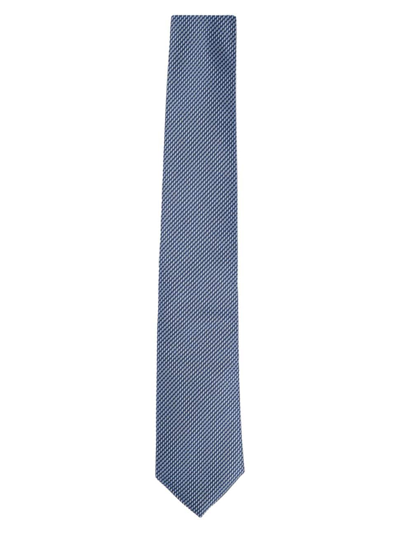 Hugo Boss Silk-jacquard Tie With All-over Micro Pattern In Light Blue
