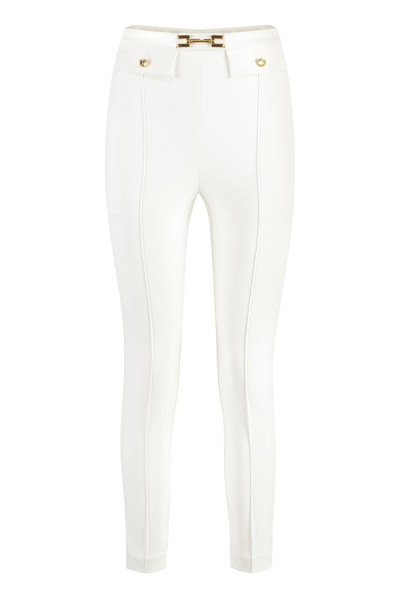 Elisabetta Franchi Logo Plaque Cropped Trousers In White