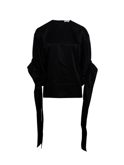 Jw Anderson Strap Detailed Crewneck Blouse In Black