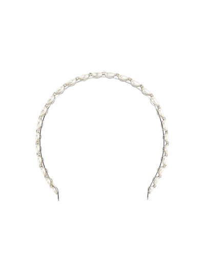 Simone Rocha Heart Crystal-embellished Chain Hairband In Weiss
