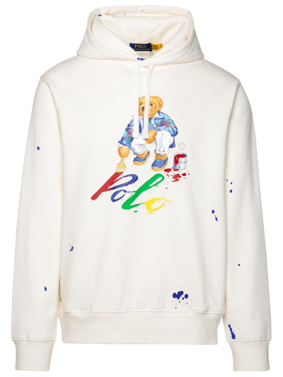 Polo Ralph Lauren Graphic Printed Drawstring Hoodie In White