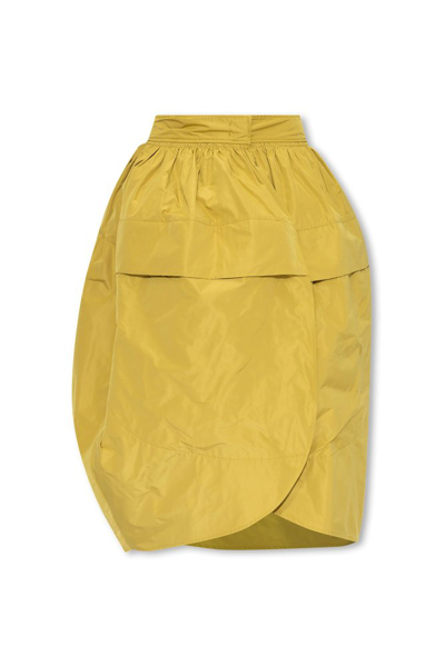 Jil Sander Gathered Wrap Midi Skirt In Yellow