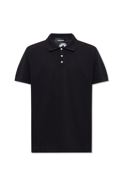 Dsquared2 Logo Printed Short Sleeved Polo Shirt In Black