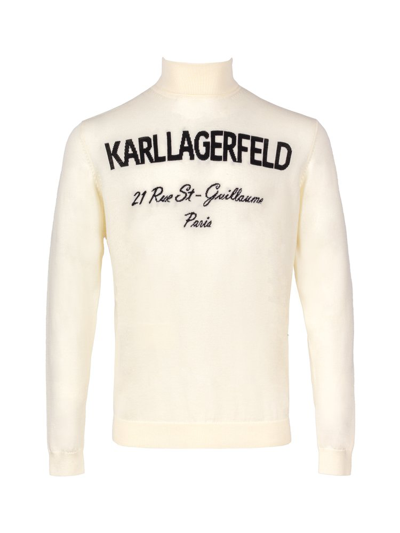 Karl Lagerfeld Logo Intarsia-knit Jumper In Nude