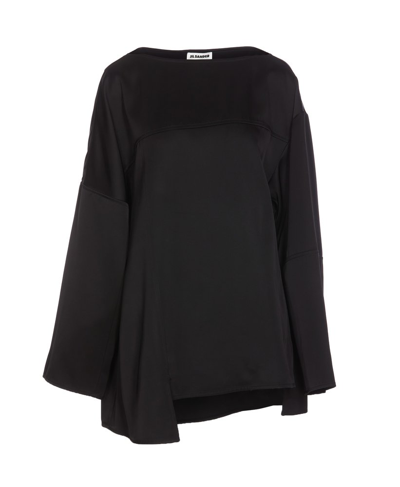Jil Sander Crewneck Asymmetric Sweatshirt In Black