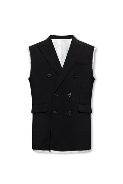 Dsquared2 Raw Trimmed Double Breasted Waistcoat In Black