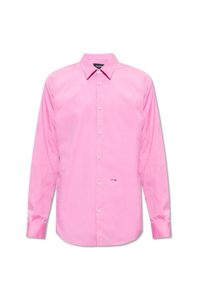 Dsquared2 Logo Printed Long Sleeved Shirt In Pink