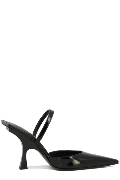 Attico 100mm Patent-finish Pointed-toe Mules In Black