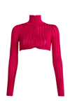 Shop Alaïa Crinoline Cropped Cardigan In Pink