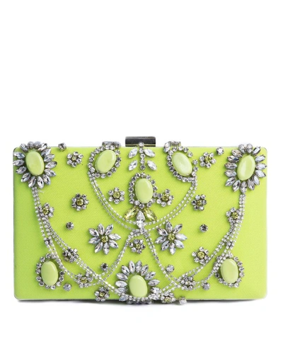 Gemy Maalouf Bejeweled Lime Clutch - Accessories In Yellow