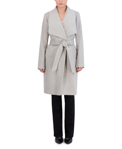 Cole Haan Women's Wool Blend Belted Wrap Coat In Light Gray