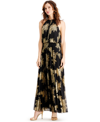 MSK METALLIC-PRINT PLEATED BLOUSON GOWN