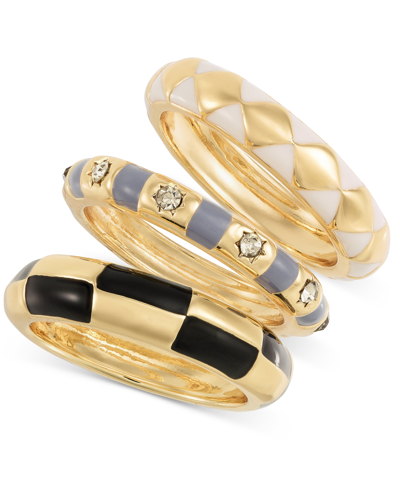 On 34th Gold-tone 3-pc. Set Pave & Color Accent Stack Rings, Created For Macy's In Multi