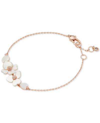 Kate Spade Gold-tone Pave Flower Link Bracelet In Cream Multi,rose Gold