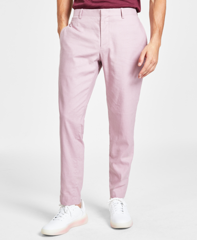 Inc International Concepts Men's Slim-fit Linen Blend Suit Pants, Created For Macy's In Mauve Shadows