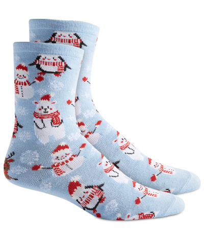 Charter Club Holiday Crew Socks, Created For Macy's In Snowman Reindeer