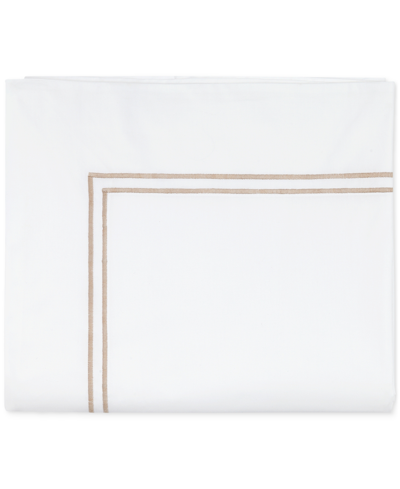 Sferra Grand Hotel Cotton Flat Sheet, Queen In White,taupe