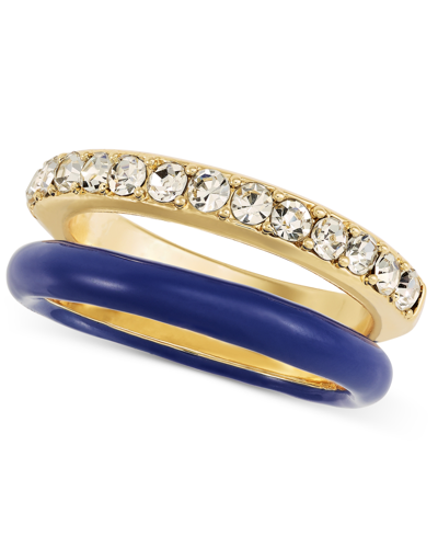 On 34th Gold-tone 2-pc. Set Pave & Color Stack Rings, Created For Macy's In Blue