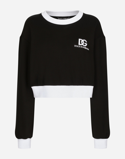 Dolce & Gabbana Logo-print Cotton-blend Sweatshirt In Black