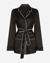 Dolce & Gabbana Piped-trim Silk Shirt In Black