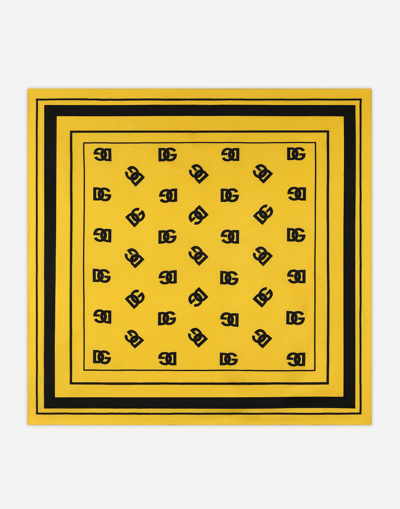 Dolce & Gabbana Logo-print Silk Scarf In Yellow