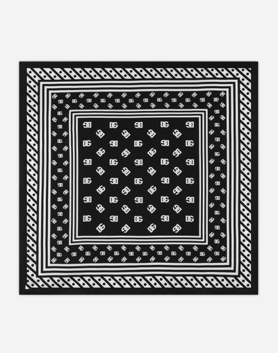 Dolce & Gabbana Twill Scarf With All-over Dg Logo Print (70 X 70) In Black