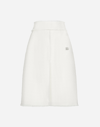 Dolce & Gabbana Raschel Tweed Midi Skirt With Central Slit In White