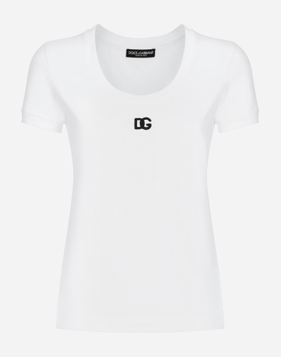 Dolce & Gabbana Jersey T-shirt With Dg Logo In White