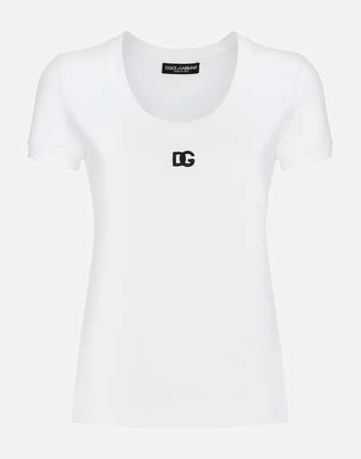 DOLCE & GABBANA JERSEY T-SHIRT WITH DG LOGO
