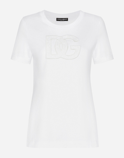 DOLCE & GABBANA JERSEY T-SHIRT WITH DG LOGO PATCH