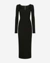 Dolce & Gabbana Long-sleeved Jersey Milano Rib Sheath Dress: In Black