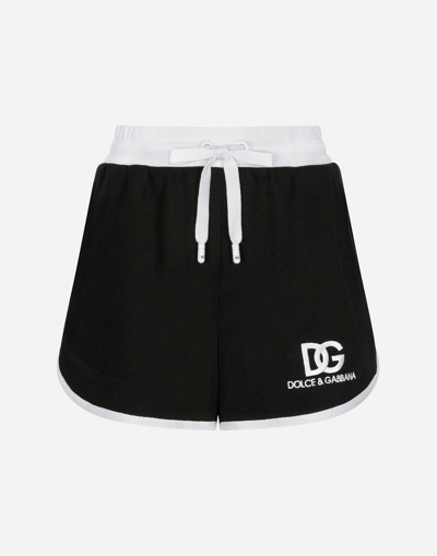 DOLCE & GABBANA JERSEY SHORTS WITH DG LOGO EMBROIDERY