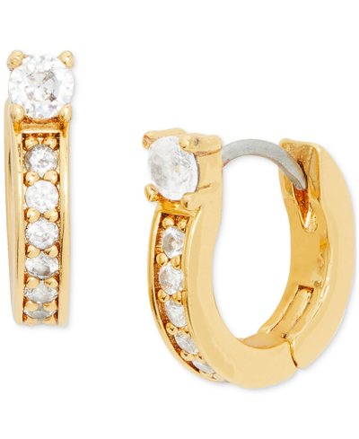 Kate Spade Gold-tone Precious Delights Crystal Huggie Hoop Earrings In Clear.