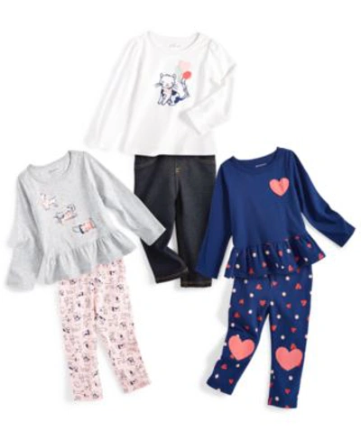 First Impressions Baby Girls Love Cats Mix Match Shirts Leggings Created For Macys In Indigo