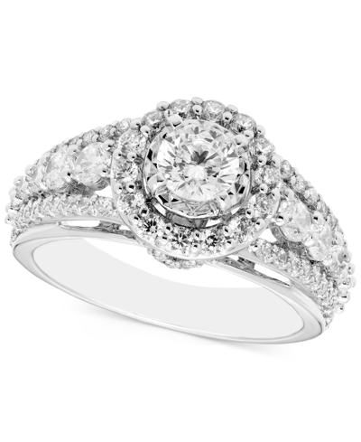 Macy's Diamond Halo Triple Row Engagement Ring (1-5/8 Ct. T.w.) In 14k White Gold