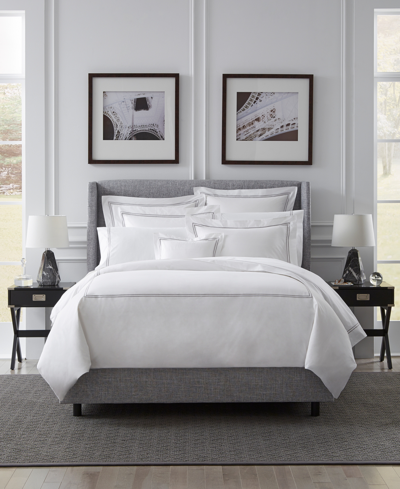 Sferra Grand Hotel Cotton Duvet Cover, Full/queen In White,silver