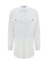 Prada Crystal-button White Cotton Shirt In Bianco