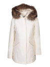 Woolrich Hooded Padded Parka Coat In White