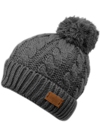 ANGELA & WILLIAM CABLE POM BEANIE WITH SHERPA LINING