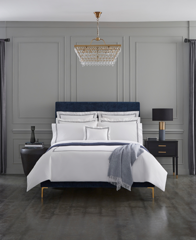 Sferra Grand Hotel Cotton Duvet Cover, Full/queen In White,navy